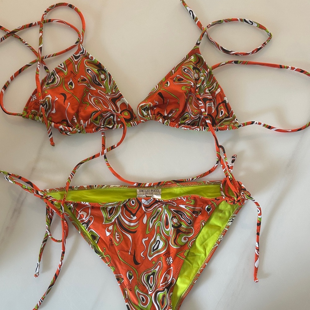 Emilio Pucci Orange and Green Bikini